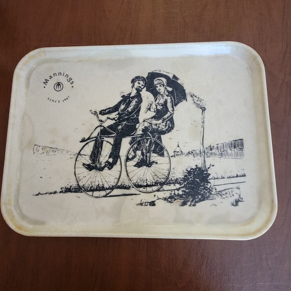 Vintage Anitque Camtray Bicycle Advertising Tray Mannings
